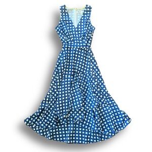 Eliza J Blue and white Gingham Wrap Dress - NWOT - Size 2